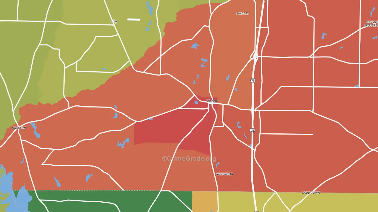 Vienna, GA Map of Vandalism Rates