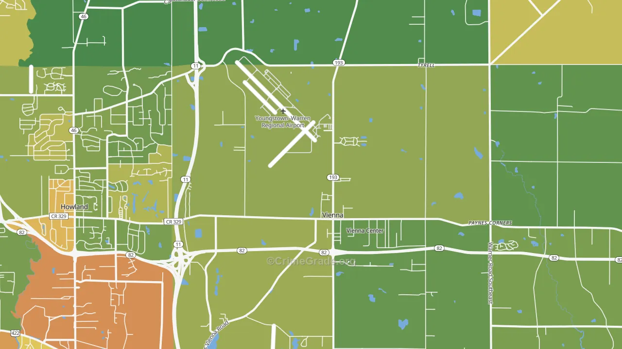 Vienna, OH Map of Vandalism Rates