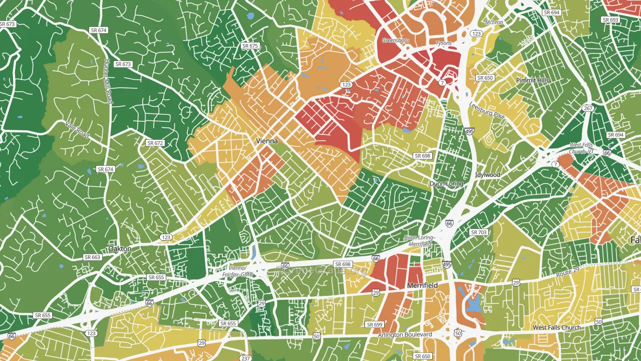 Vienna, VA Map of Vandalism Rates