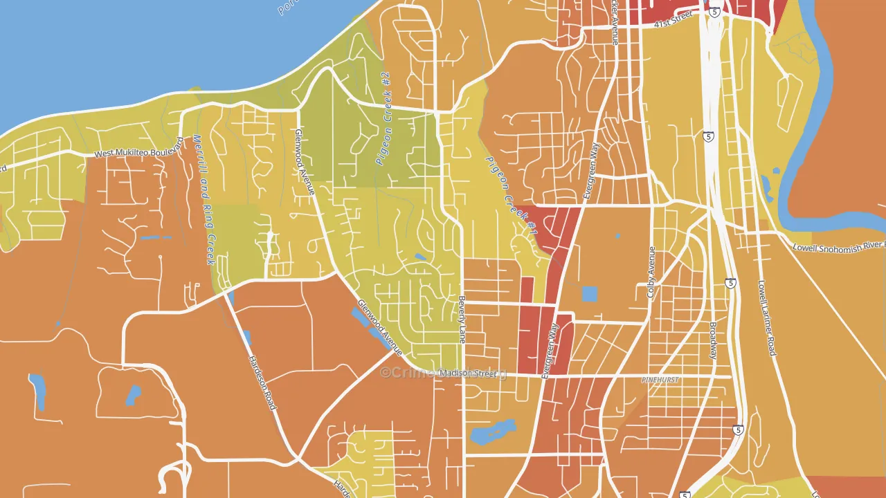 View Ridge-Madison, Everett, WA Map of Vandalism Rates