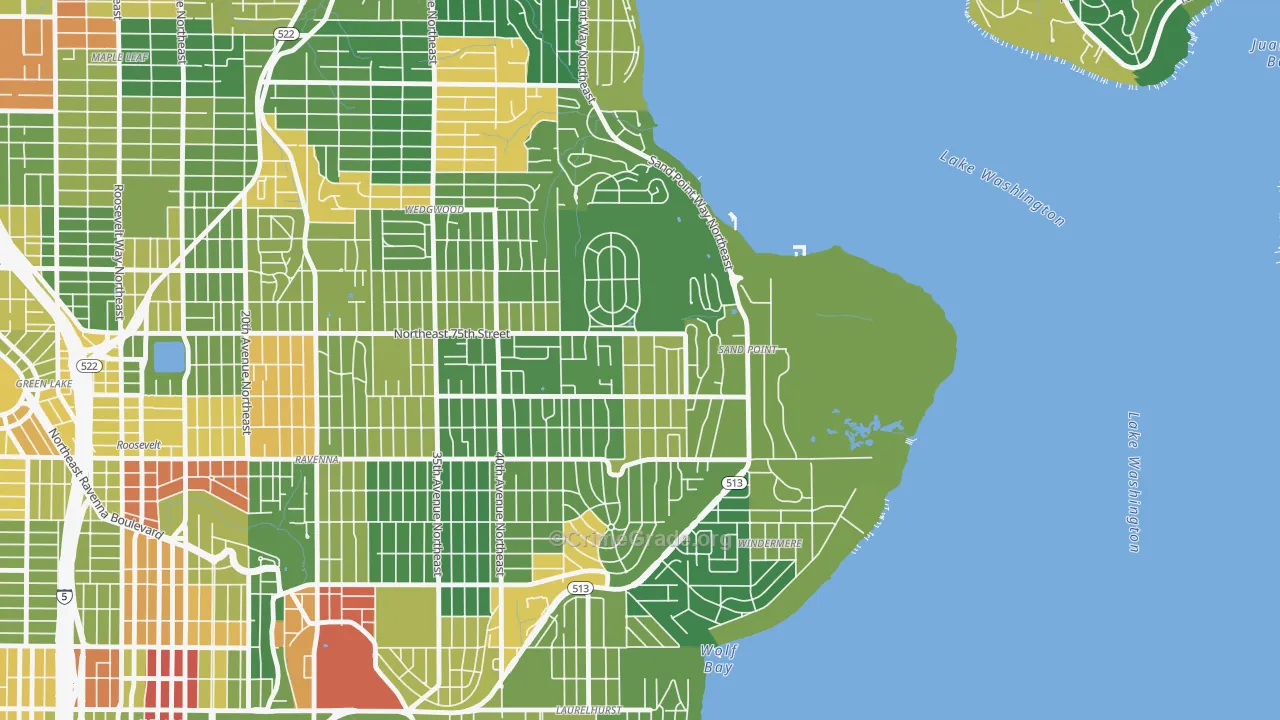 View Ridge, Seattle, WA Map of Vandalism Rates