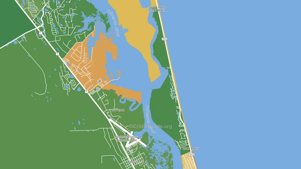 Vilano Beach, FL Map of Vandalism Rates