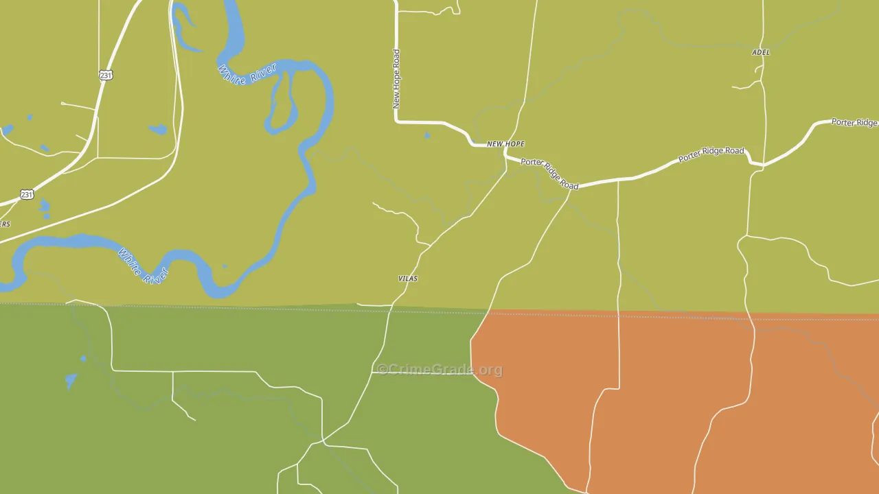 Vilas, IN Map of Vandalism Rates