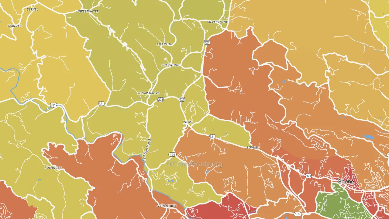 Vilas, NC Map of Vandalism Rates