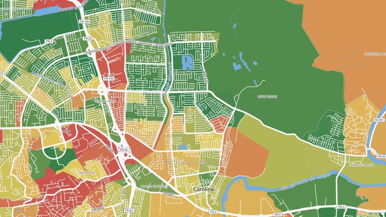Villa Carolina, Carolina, PR Map of Vandalism Rates