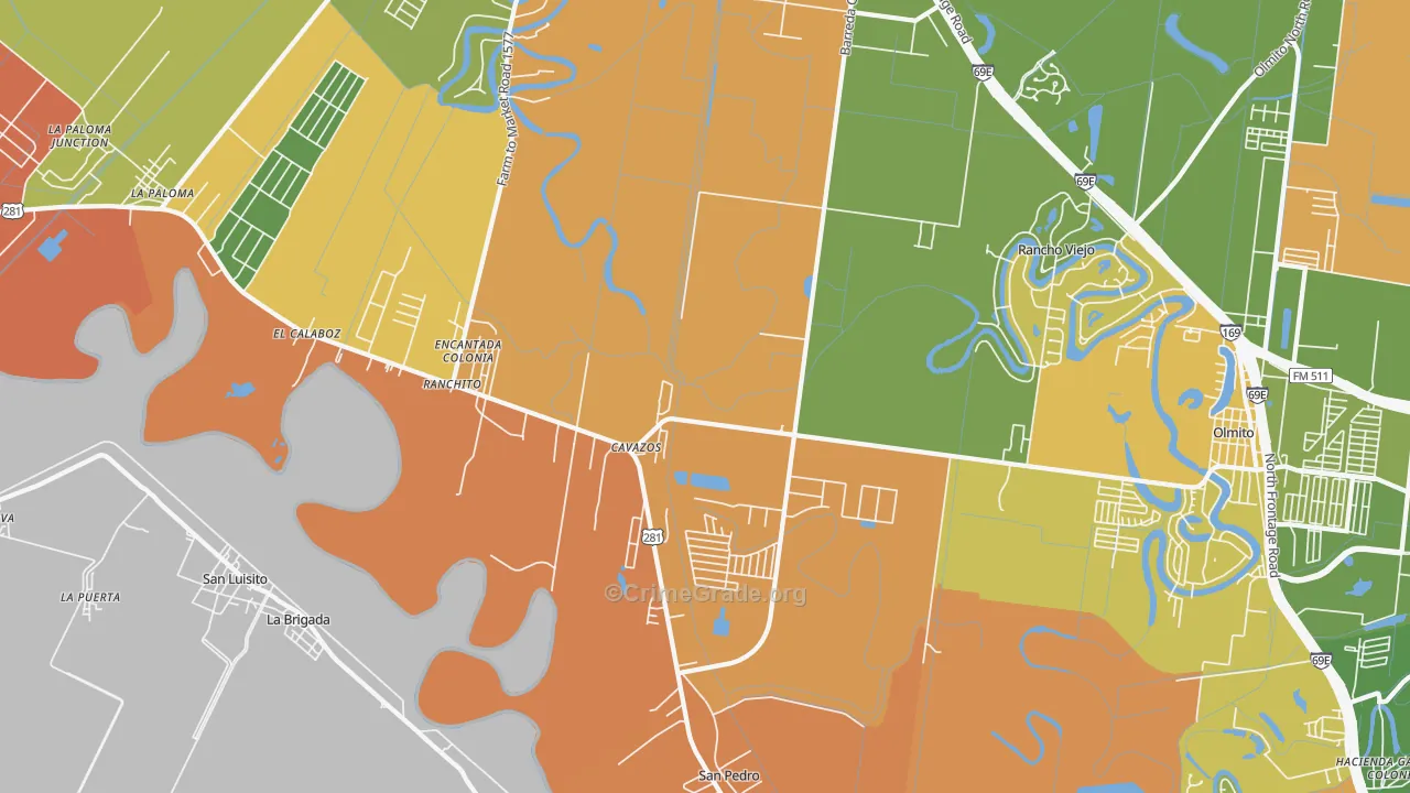 Villa Cavazos, TX Map of Vandalism Rates