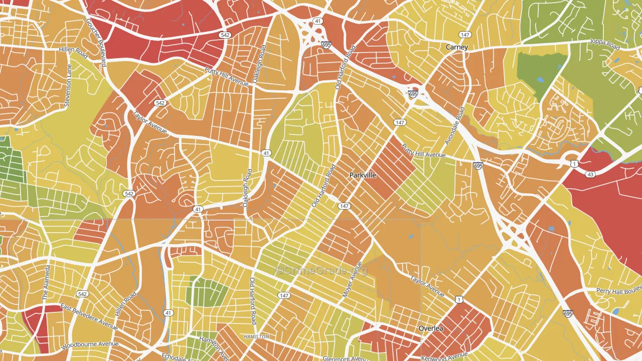 Villa Cresta, Parkville, MD Map of Vandalism Rates