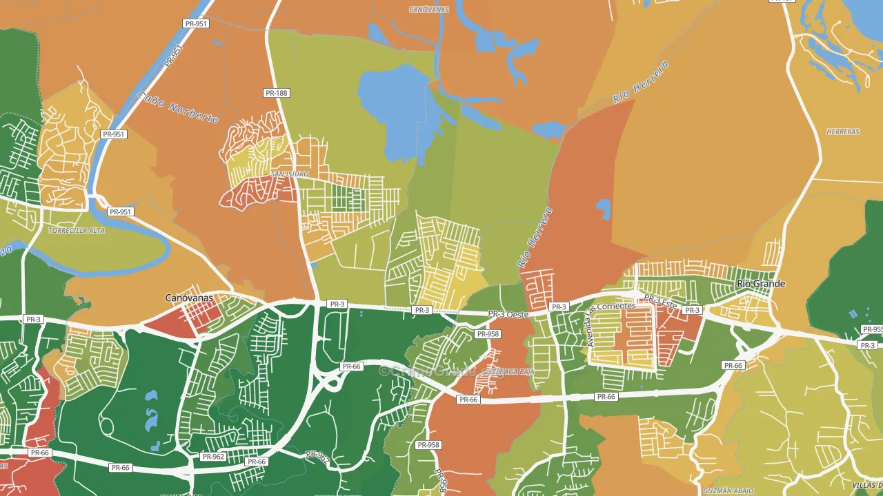 Villa de Loiza, Rio Grande, PR Map of Vandalism Rates
