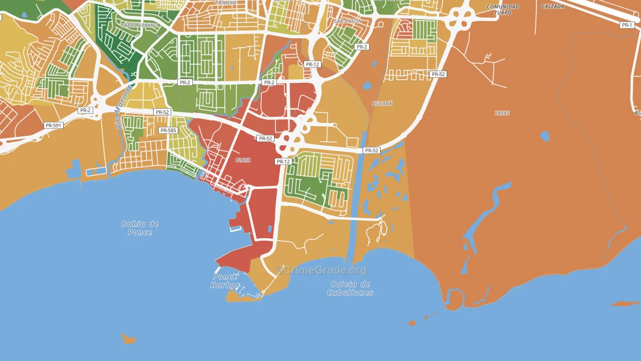 Villa del Carmen, Ponce, PR Map of Vandalism Rates