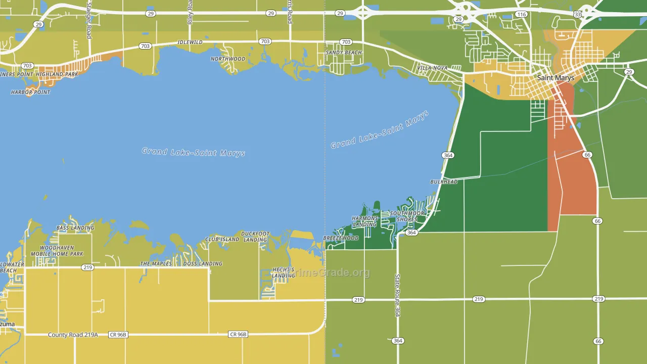 Villa Nova, OH Map of Vandalism Rates