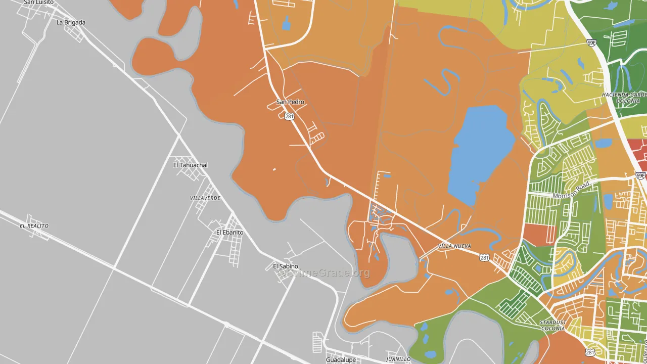 Villa Nueva, TX Map of Vandalism Rates