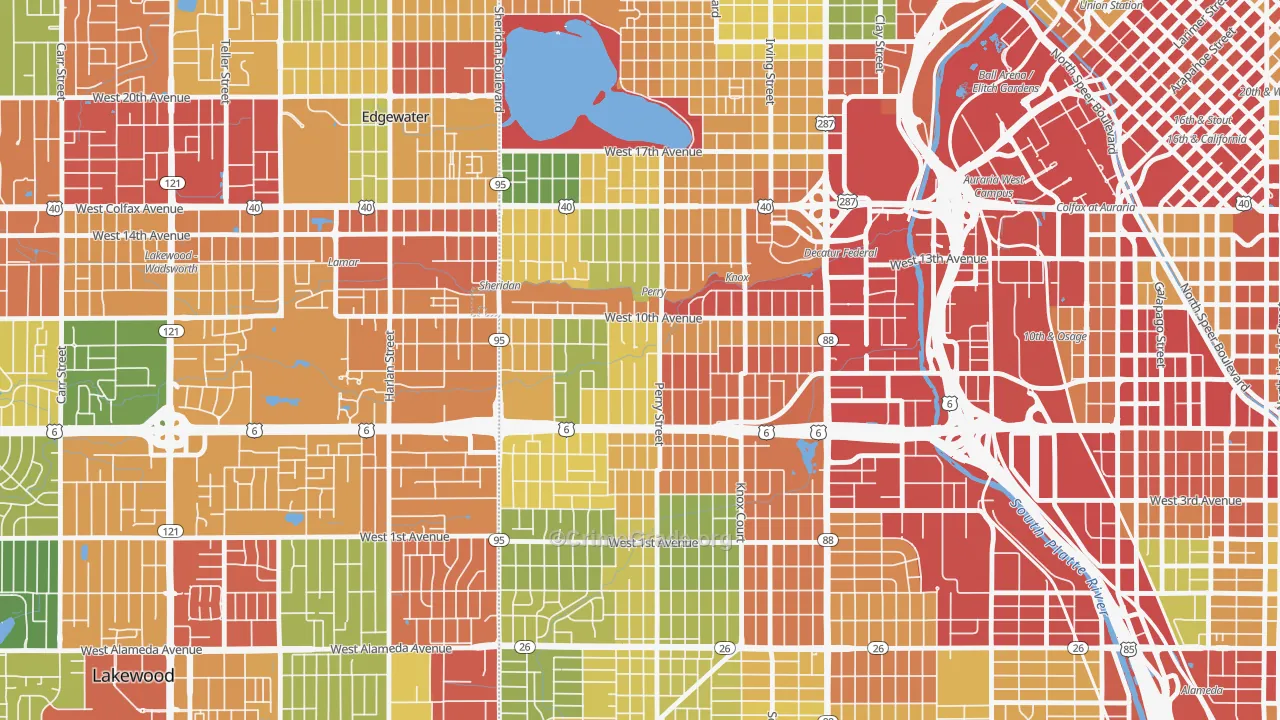Villa Park, Denver, CO Map of Vandalism Rates