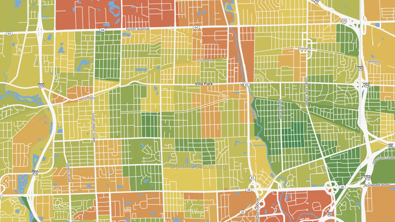 Villa Park, IL Map of Vandalism Rates