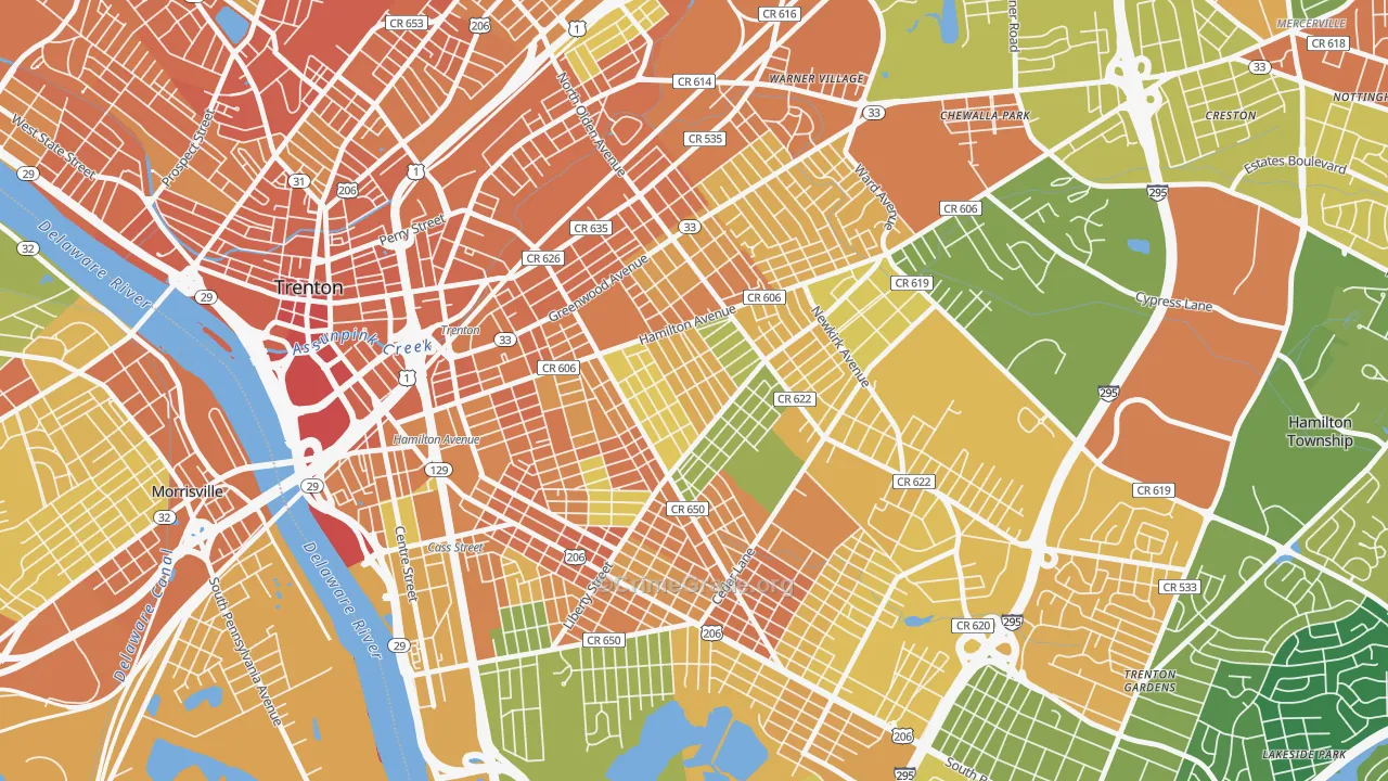 Villa Park, Trenton, NJ Map of Vandalism Rates