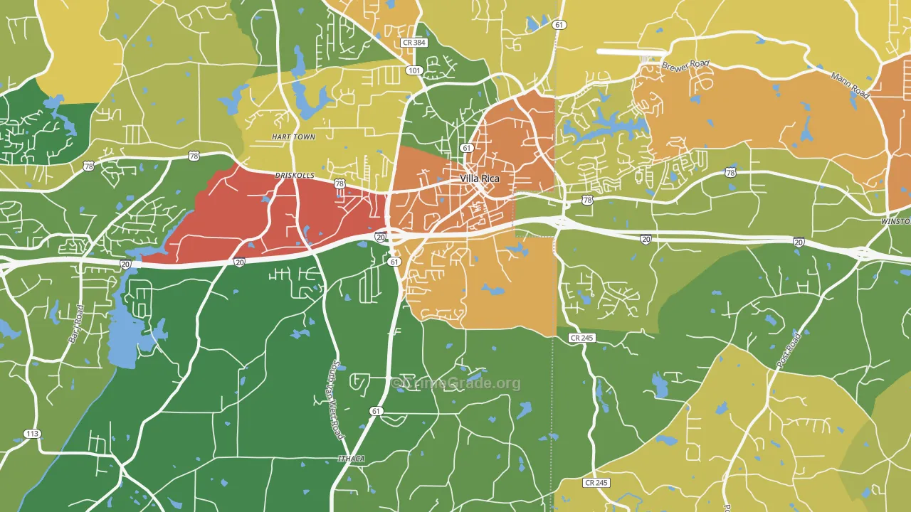 Villa Rica, GA Map of Vandalism Rates