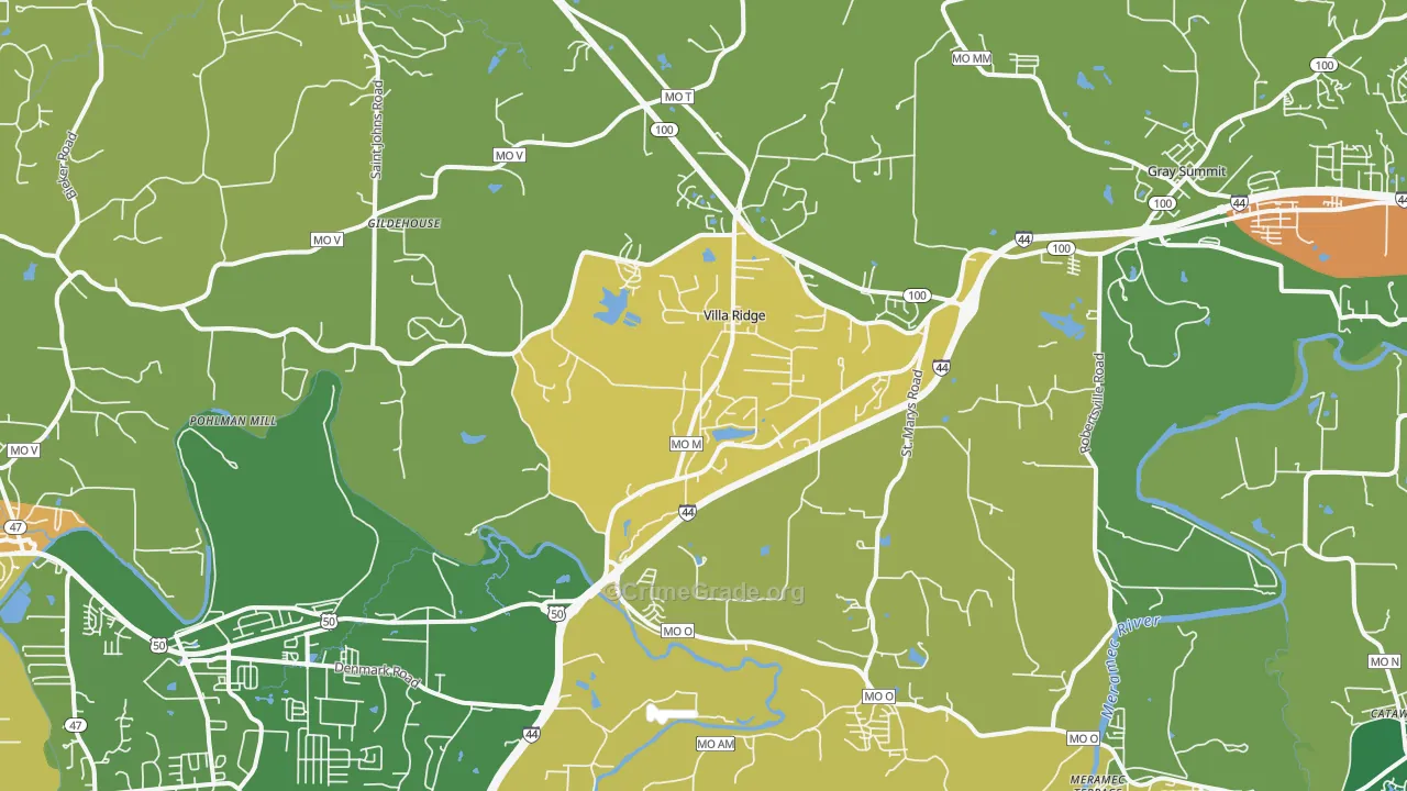 Villa Ridge, MO Map of Vandalism Rates