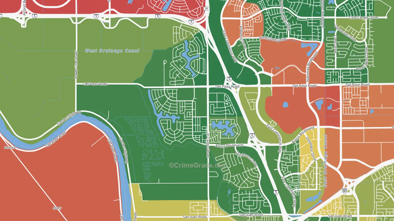 Village 2, Sacramento, CA Map of Vandalism Rates