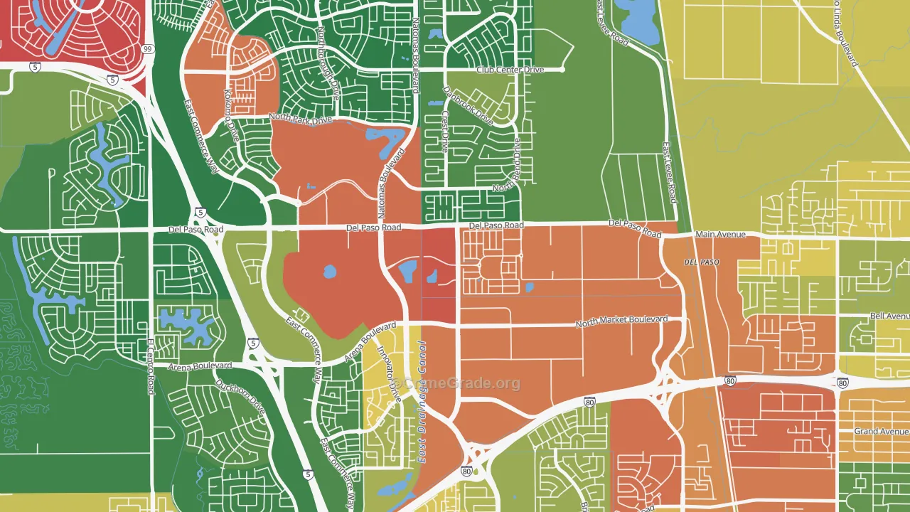 Village 5, Sacramento, CA Map of Vandalism Rates