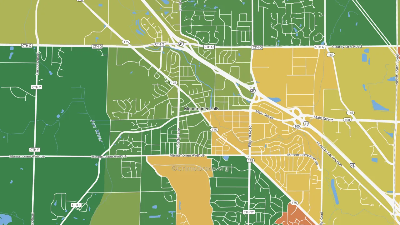 Village Centre, Menomonee Falls, WI Map of Vandalism Rates