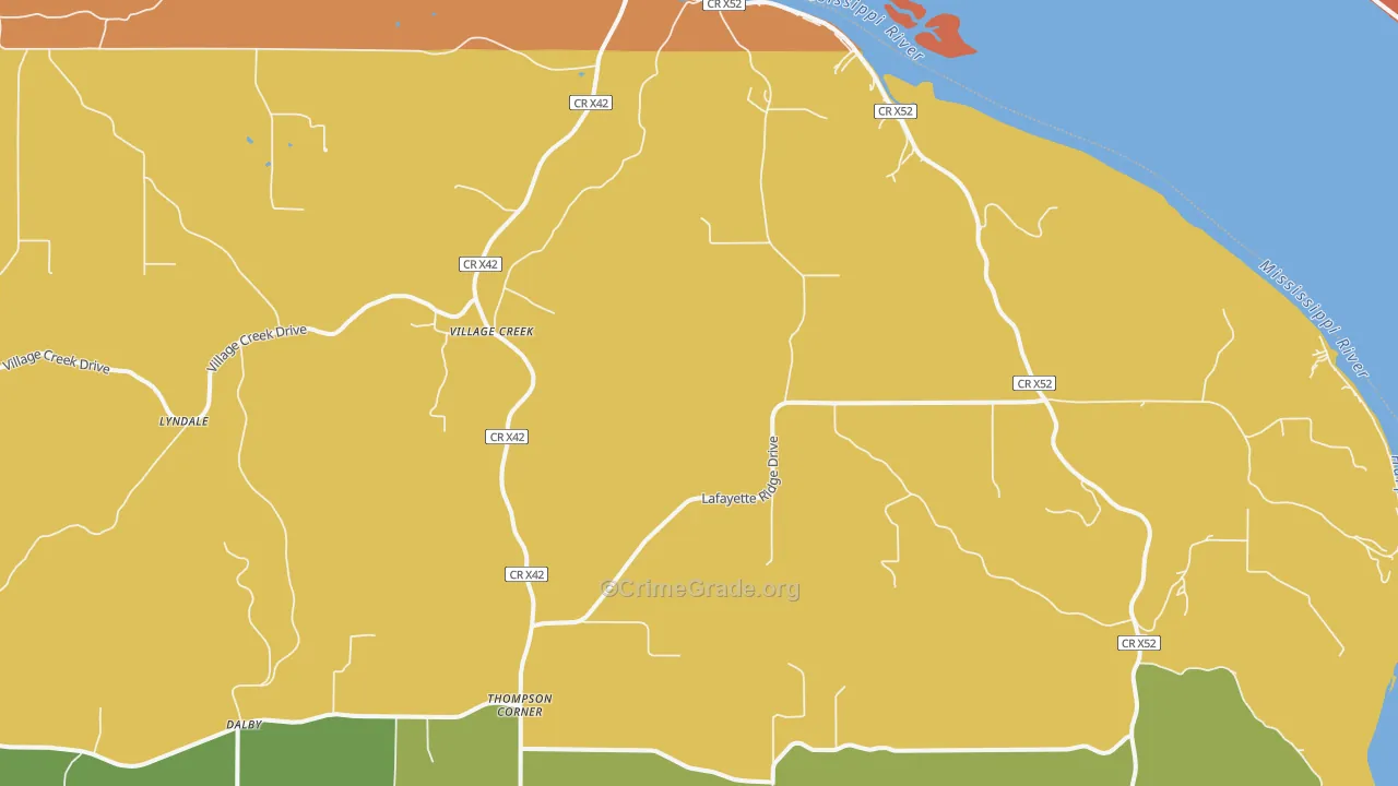 Village Creek, IA Map of Vandalism Rates