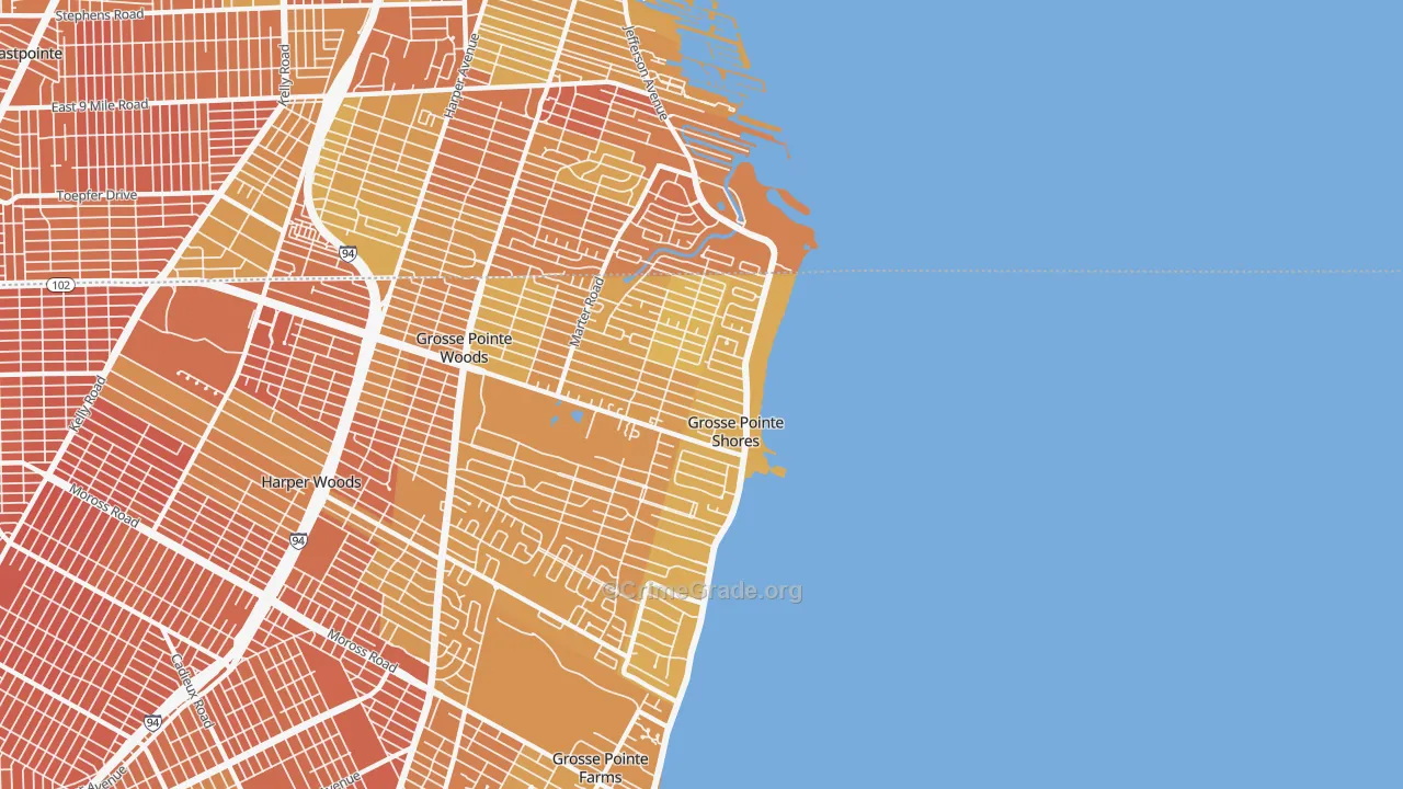 Village of Grosse Pointe Shores, MI Map of Vandalism Rates