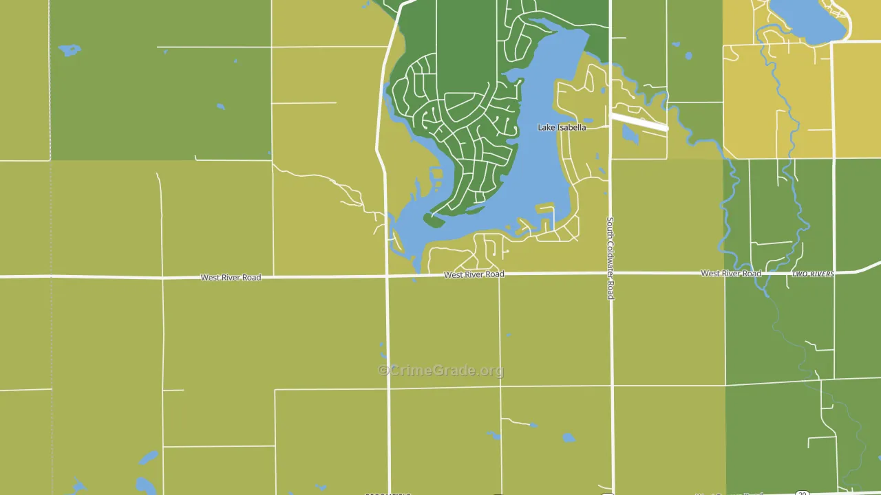 Village of Lake Isabella, MI Map of Vandalism Rates