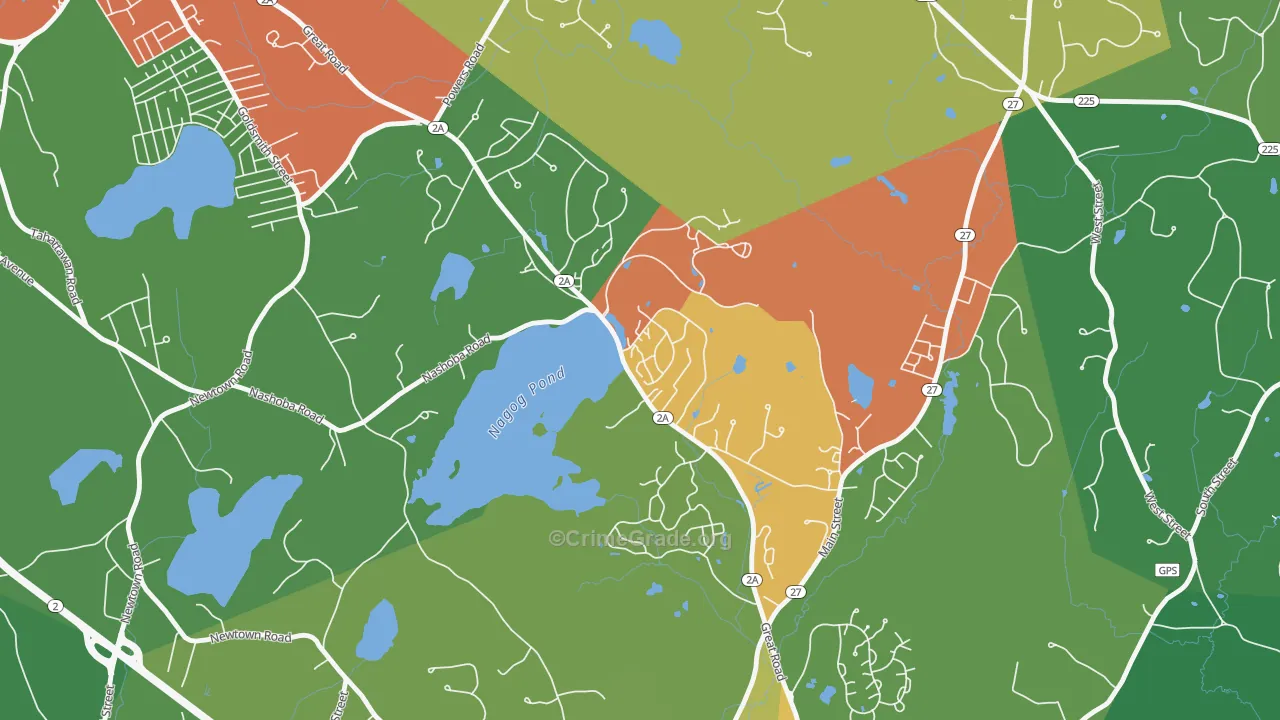 Village Of Nagog Woods, MA Map of Vandalism Rates