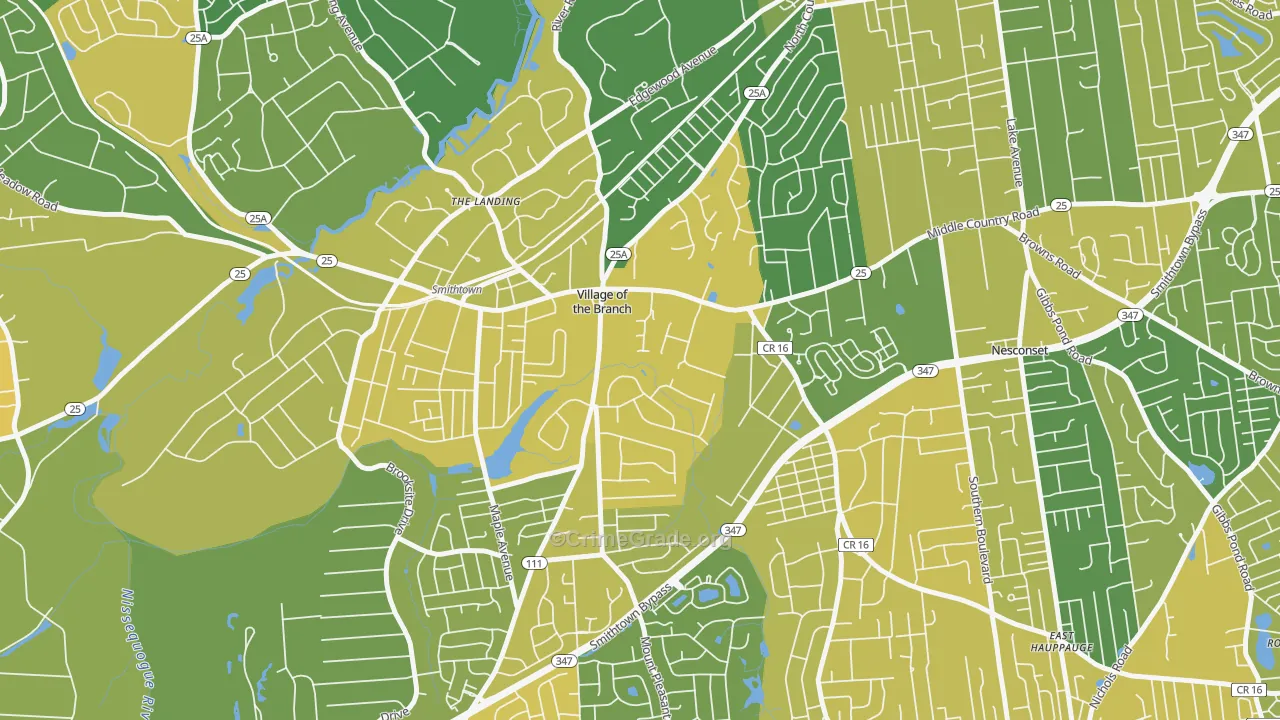 Village of the Branch, NY Map of Vandalism Rates