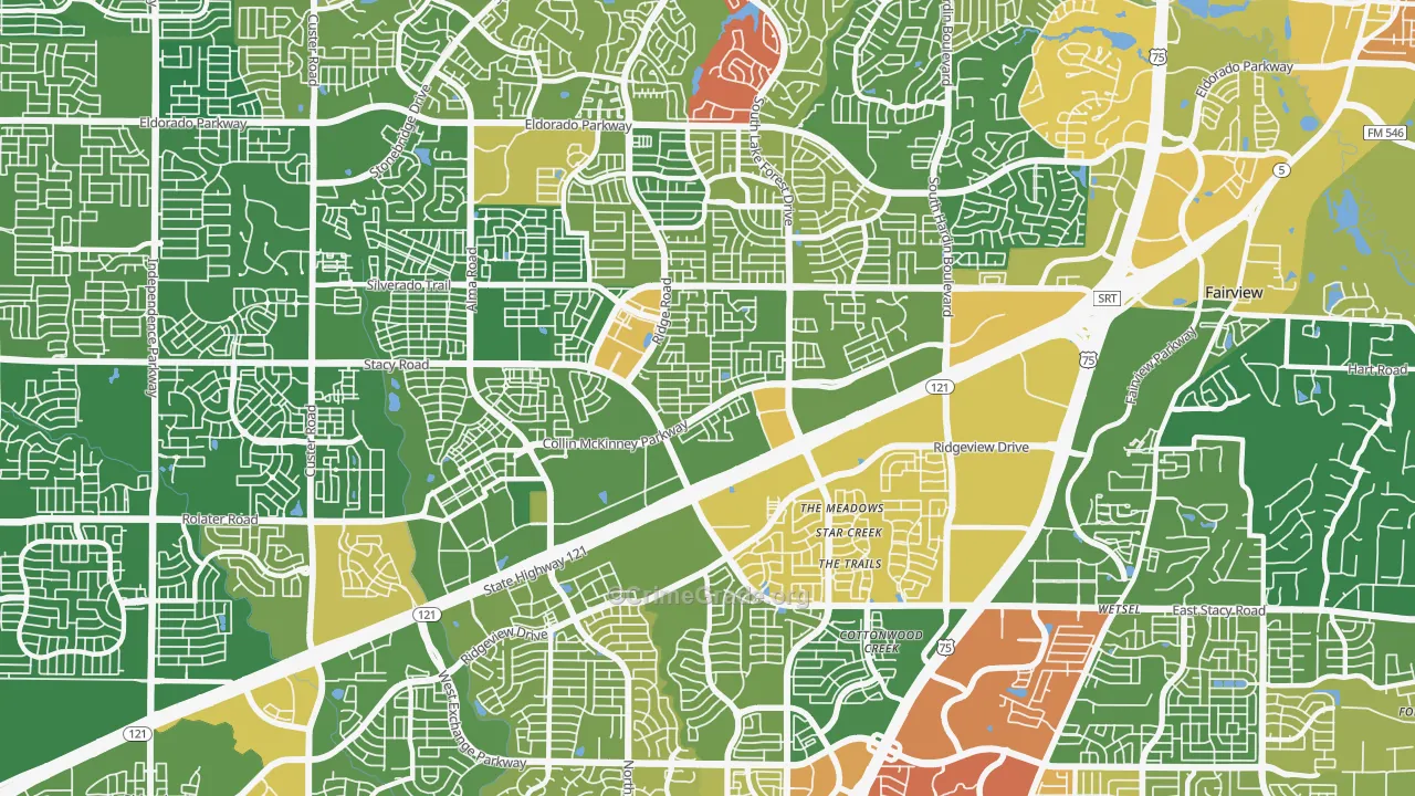 Village Park, McKinney, TX Map of Vandalism Rates