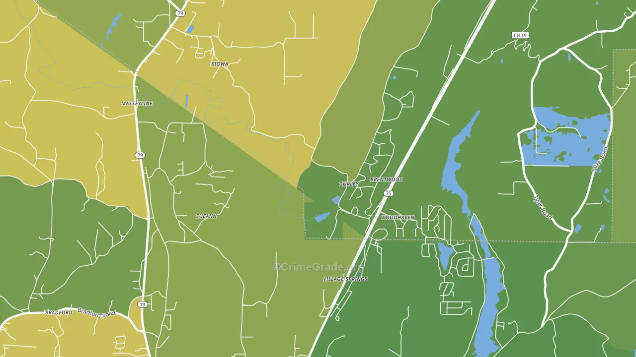 Village Springs, AL Map of Vandalism Rates