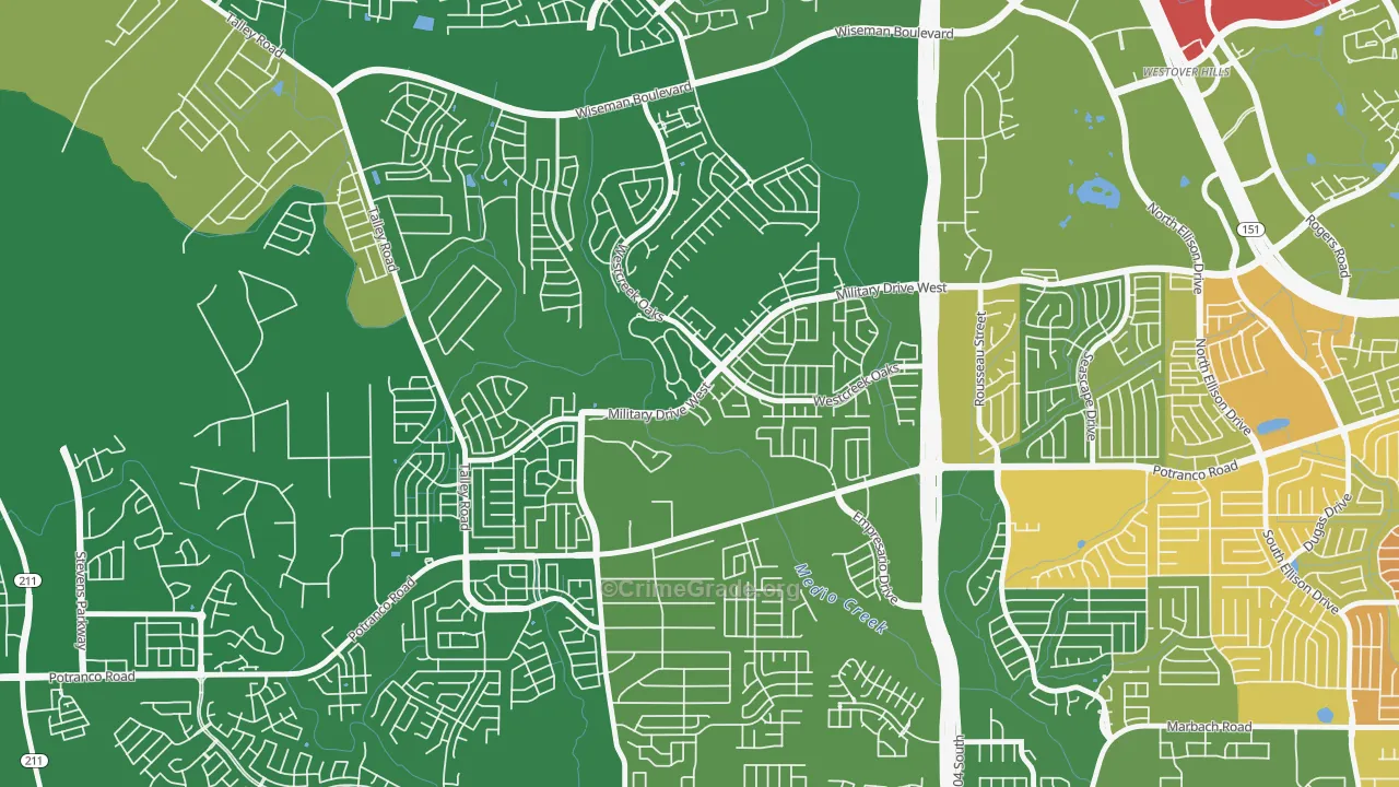 Villages of Westcreek, San Antonio, TX Map of Vandalism Rates