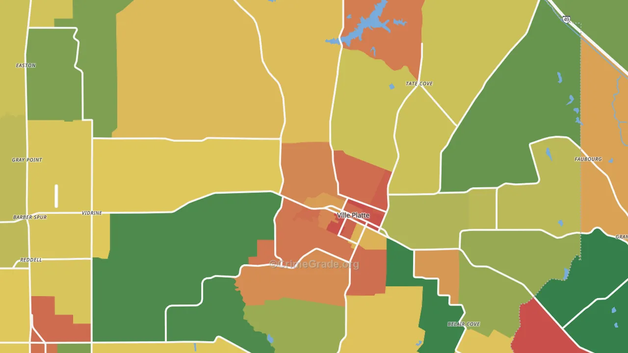 Ville Platte, LA Map of Vandalism Rates
