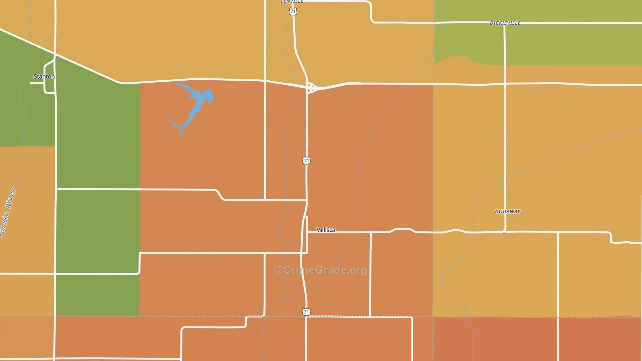Villisca, IA Map of Vandalism Rates