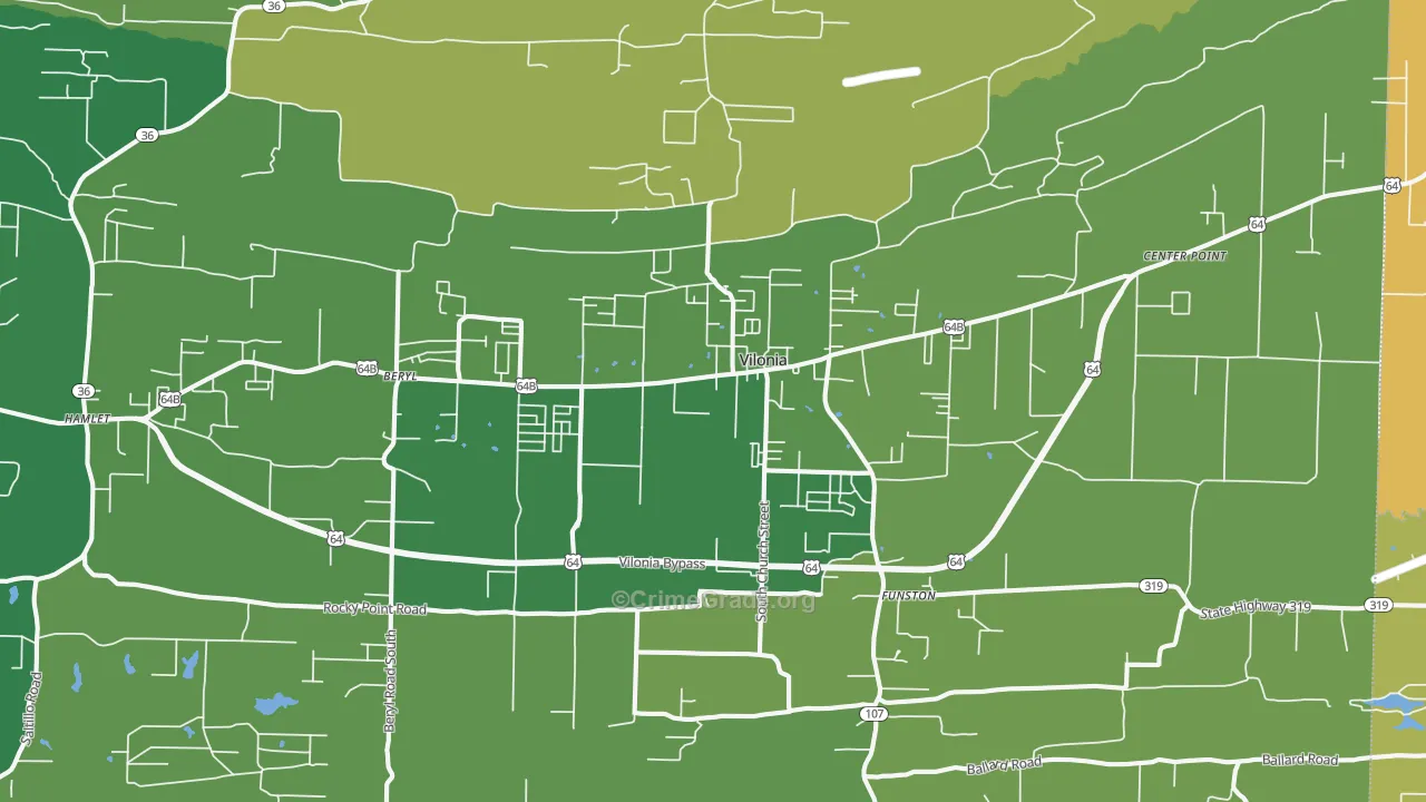 Vilonia, AR Map of Vandalism Rates