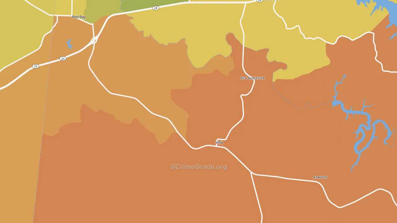 Vina, AL Map of Vandalism Rates