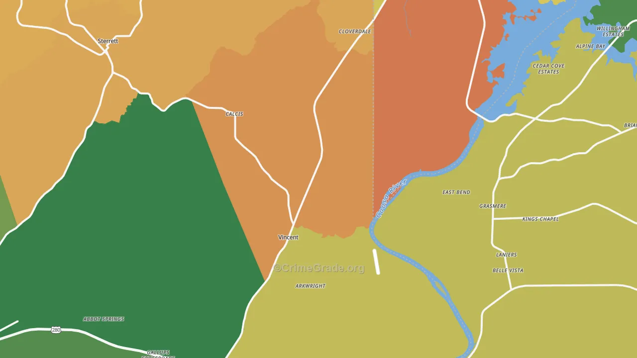 Vincent, AL Map of Vandalism Rates