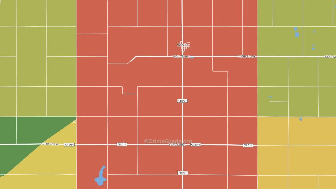 Vincent, IA Map of Vandalism Rates