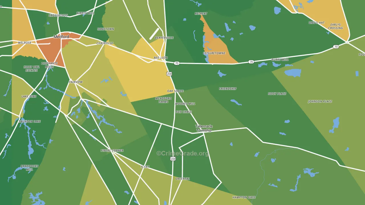 Vincentown, NJ Map of Vandalism Rates