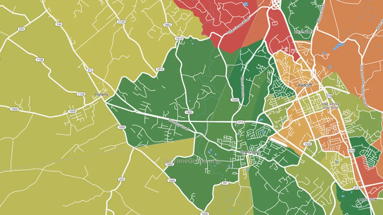 Vine Grove, KY Map of Vandalism Rates