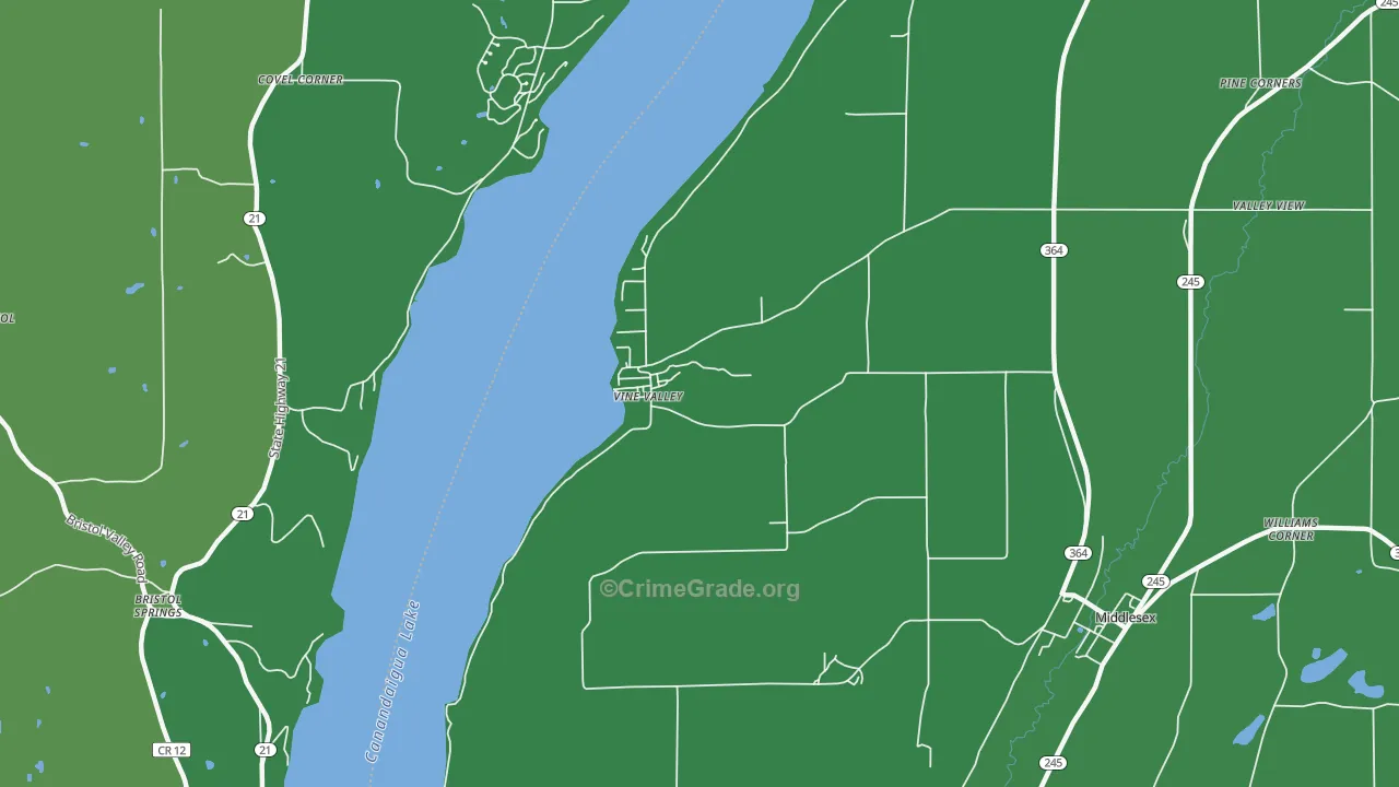 Vine Valley, NY Map of Vandalism Rates
