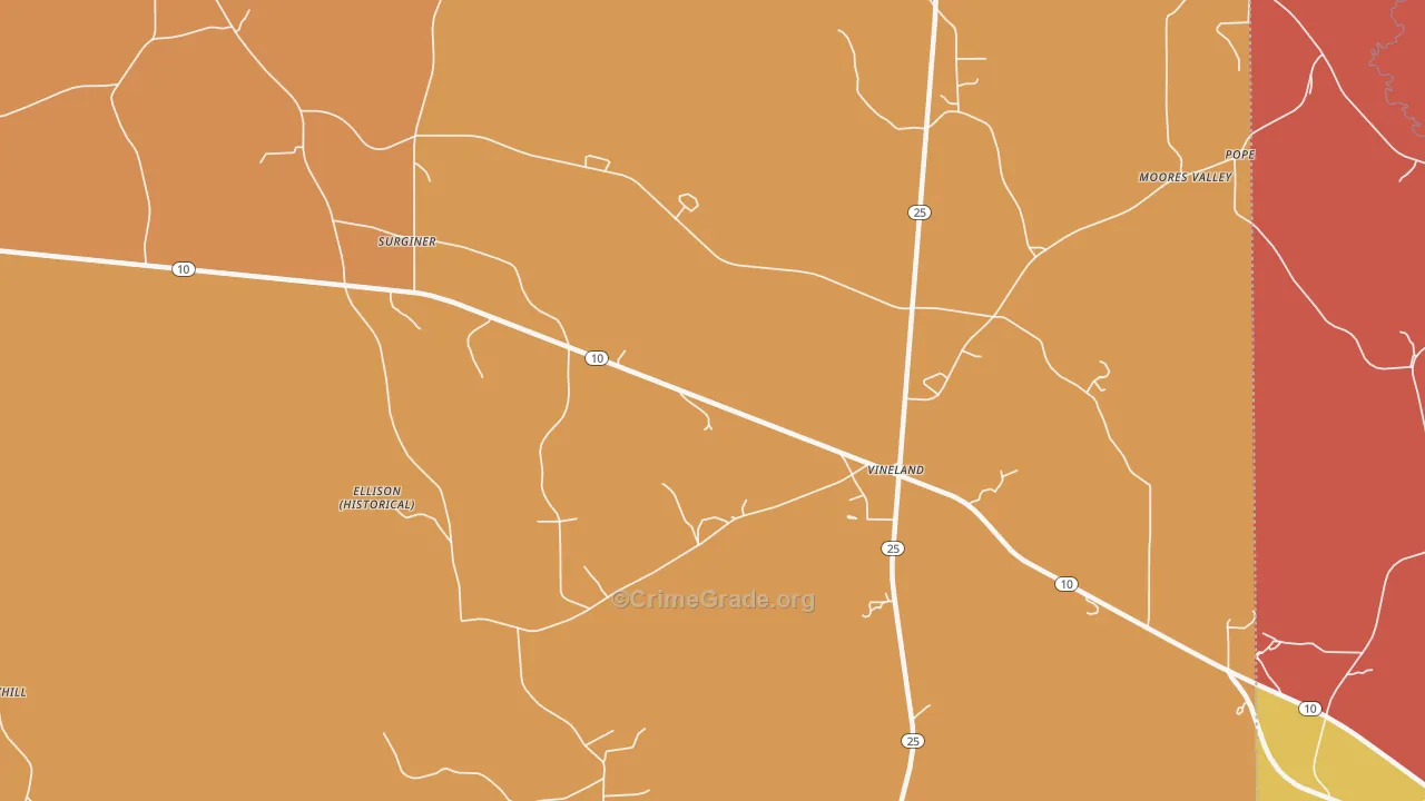 Vineland, AL Map of Vandalism Rates