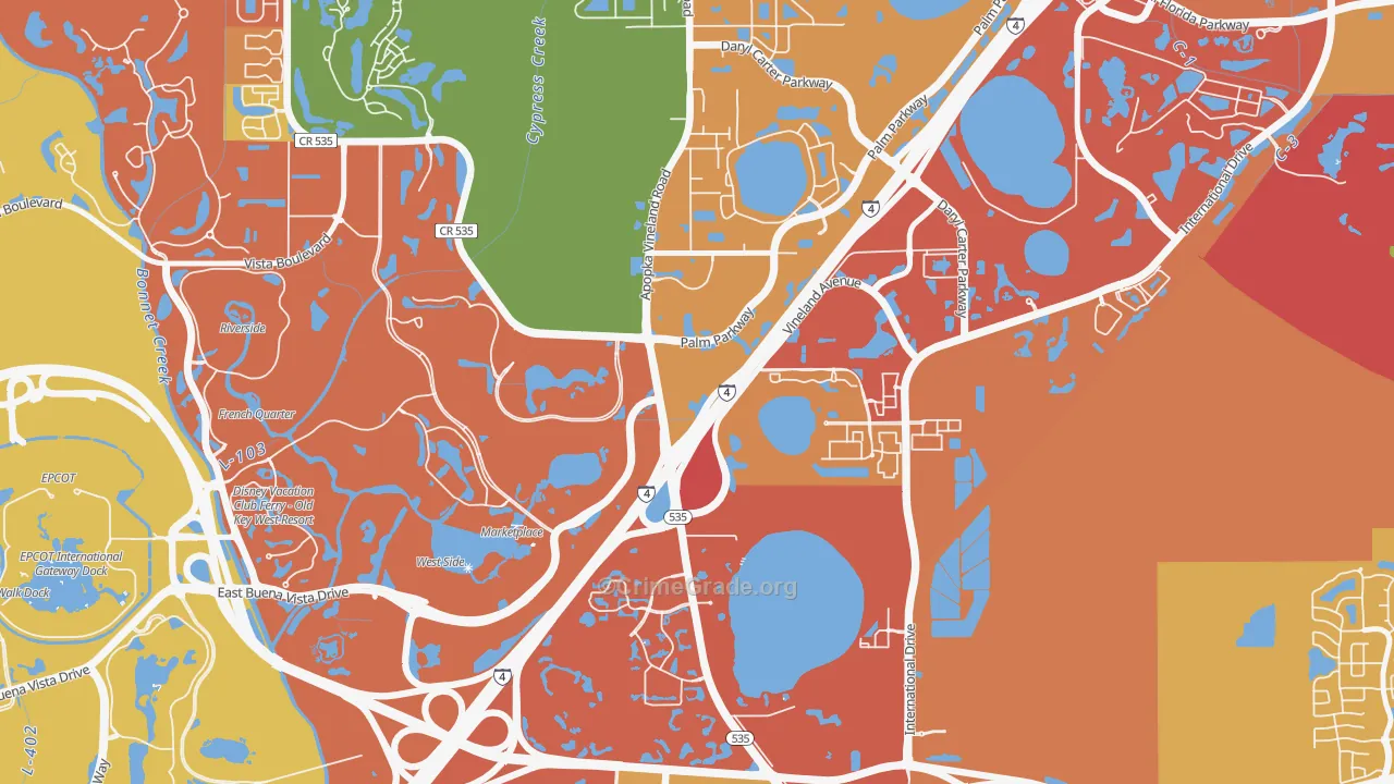 Vineland, FL Map of Vandalism Rates