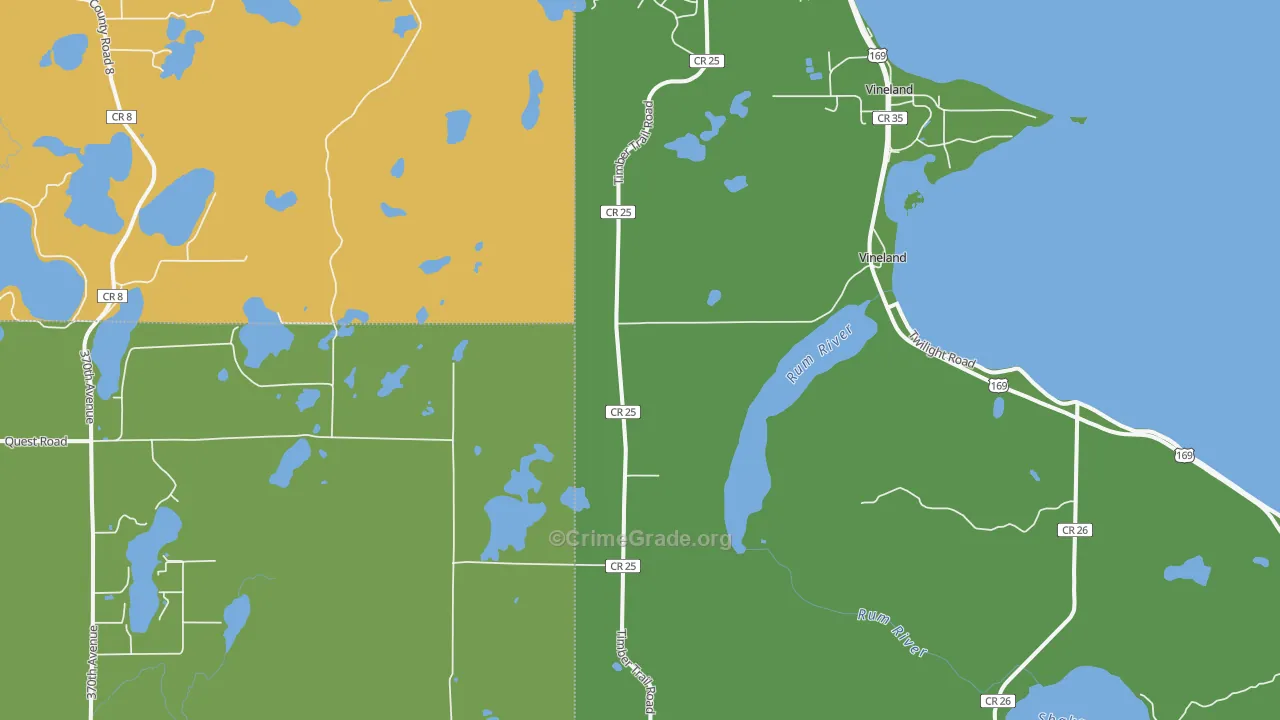 Vineland, MN Map of Vandalism Rates