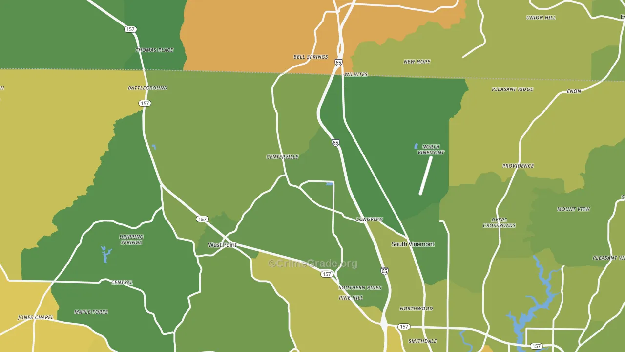 Vinemont, AL Map of Vandalism Rates