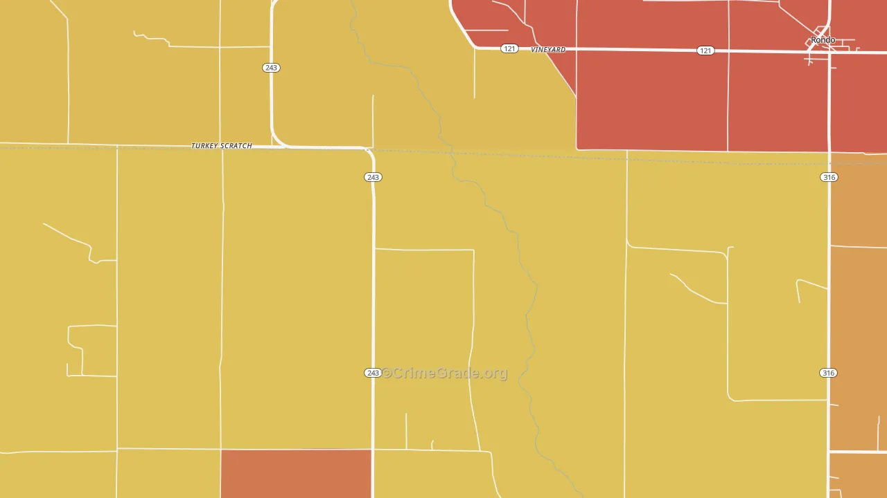 Vineyard, AR Map of Vandalism Rates