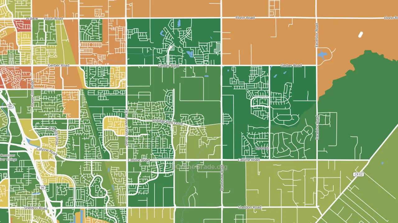 Vineyard, CA Map of Vandalism Rates