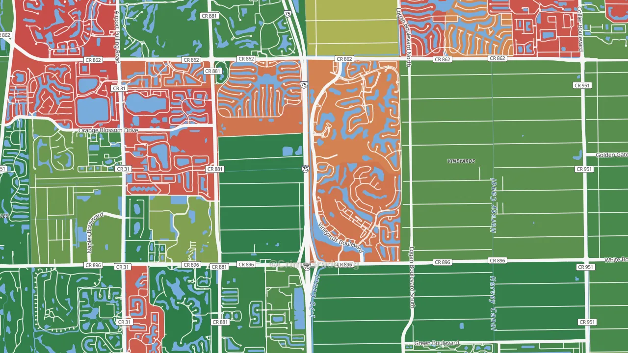 Vineyards, Naples, FL Map of Vandalism Rates