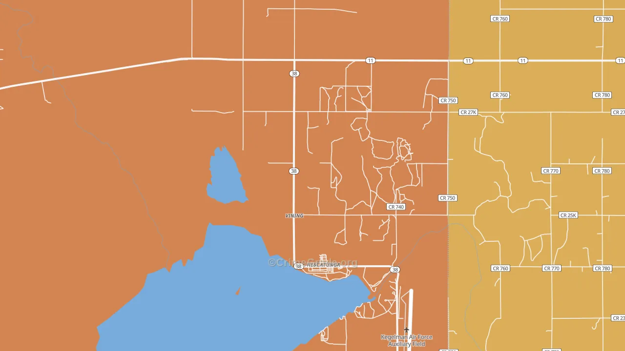 Vining, OK Map of Vandalism Rates