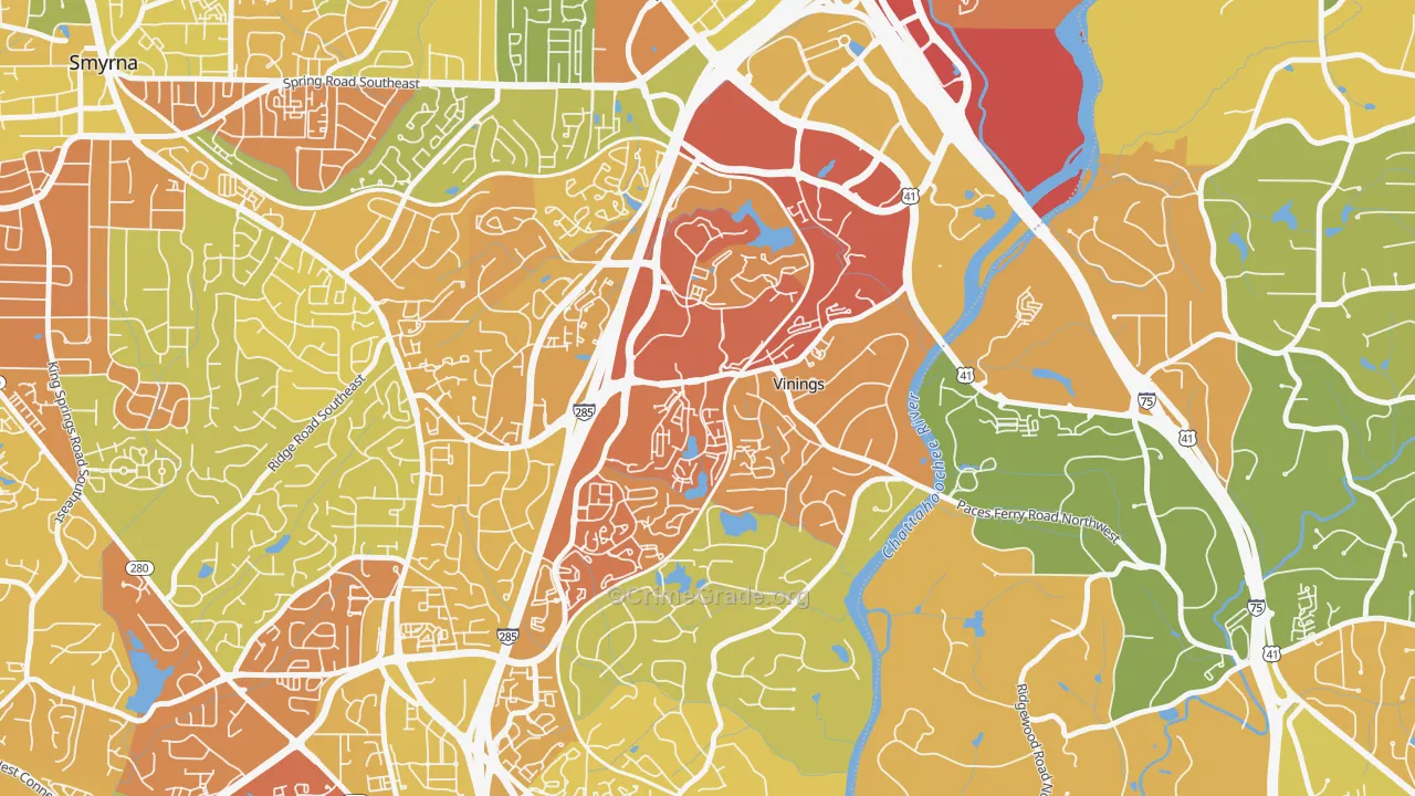 Vinings, GA Map of Vandalism Rates