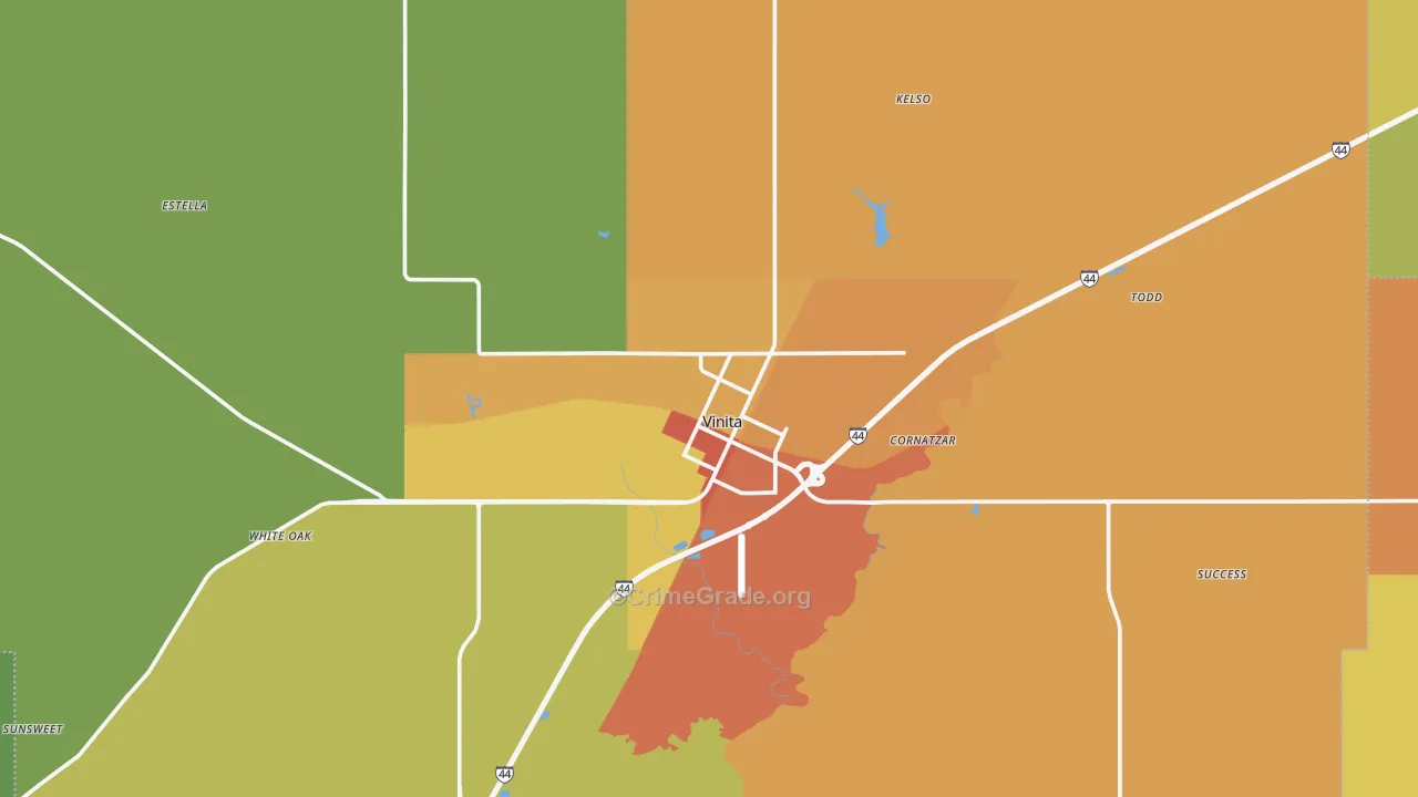 Vinita, OK Map of Vandalism Rates